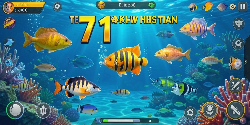 Screenshot 71H menampilkan aksi menangkap ikan yang seru.