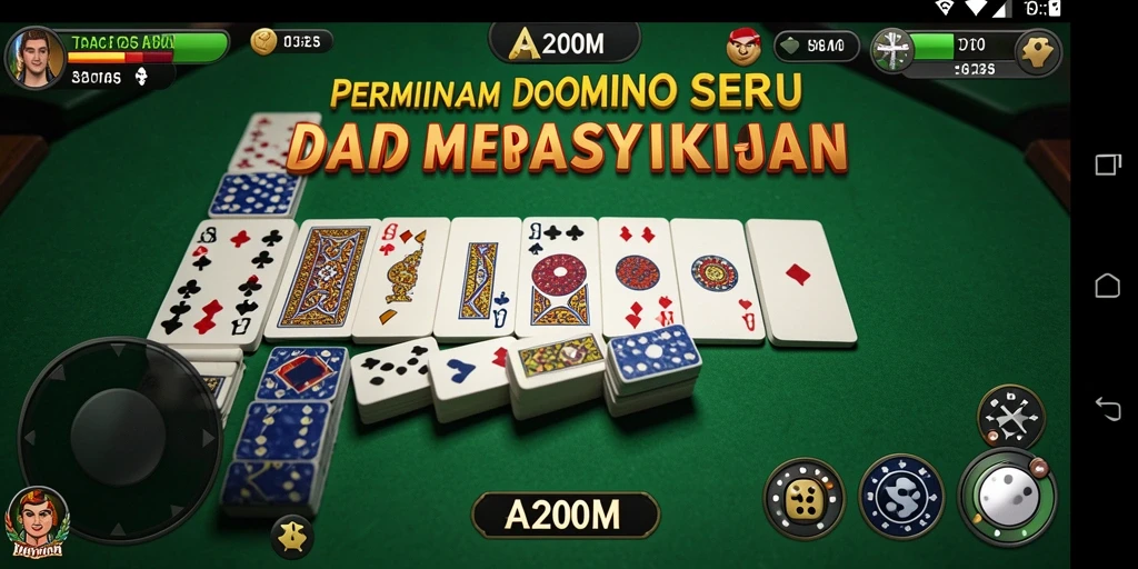 Screenshot A200M menunjukkan gameplay domino yang seru dan interaktif.