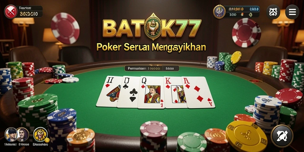 Screenshot gameplay BATIK77 menampilkan aksi poker yang mendebarkan.