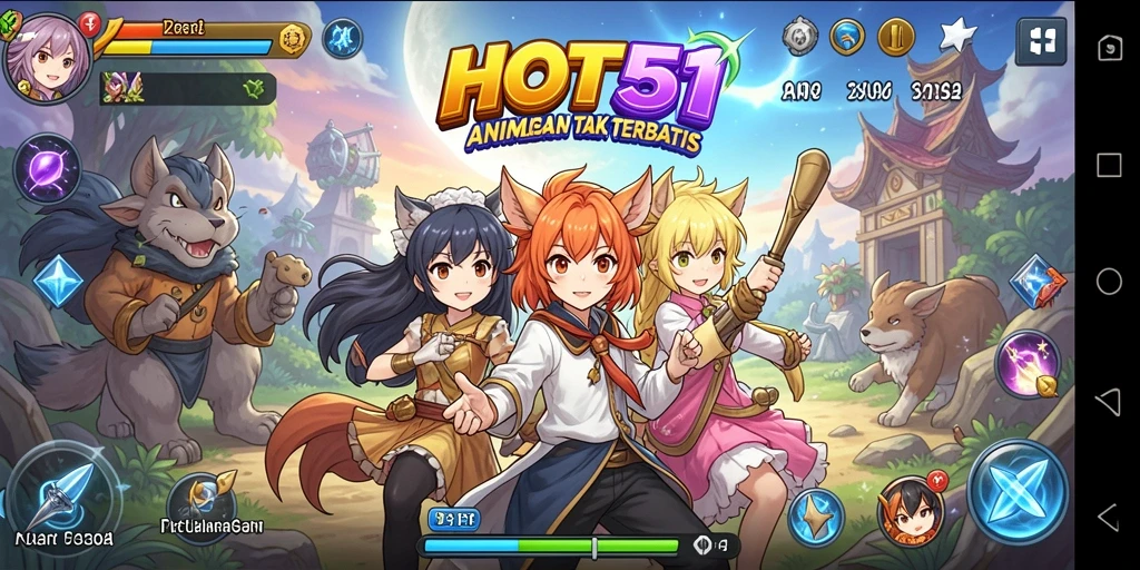 Tampilan gameplay seru dari HOT51 dengan karakter Anime yang menawan.