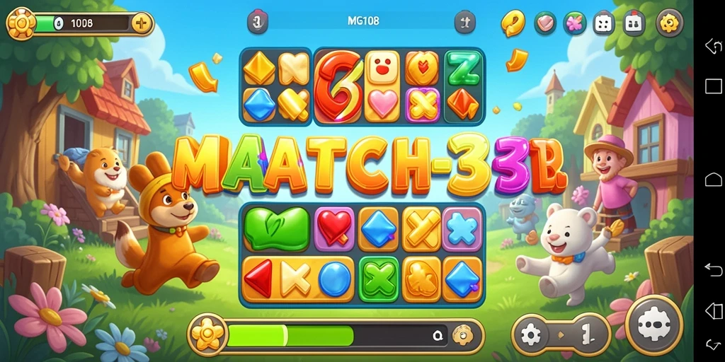 Tampilan utama gameplay MG108 yang menantang dan berwarna-warni.