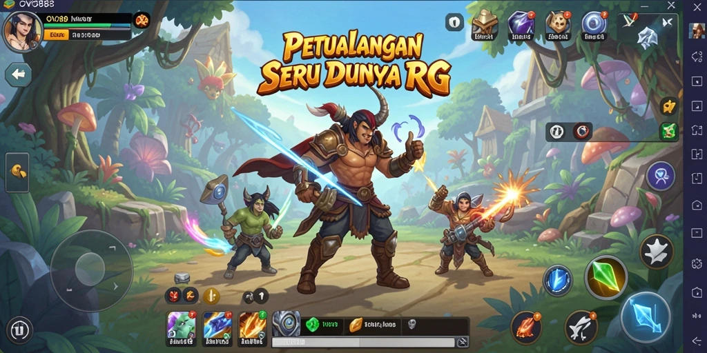 Tampilan dinamis gameplay RPG OVO88 yang mendebarkan dan penuh aksi.