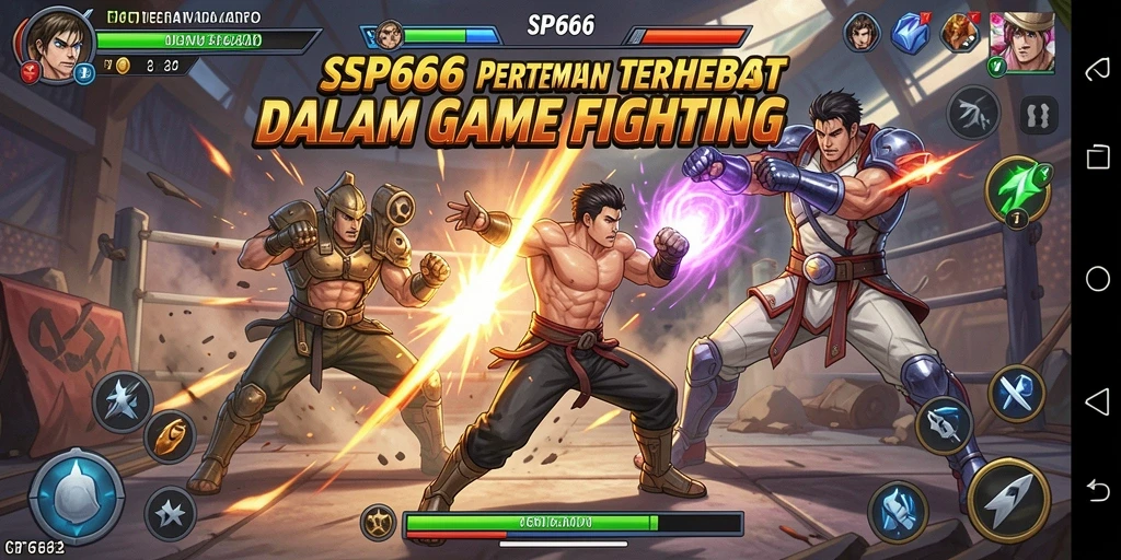 Tampilan gameplay SP666 yang menegangkan dan seru di arena pertarungan.